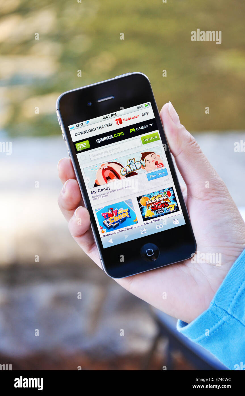 iPhone screen showing games website Stock Photo - Alamy