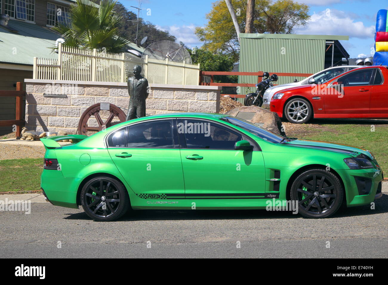 holden special vehicles ( HSV) powerful saloon car the 307 clubsport in green,wisemans ferry,new south wales,australia Stock Photo