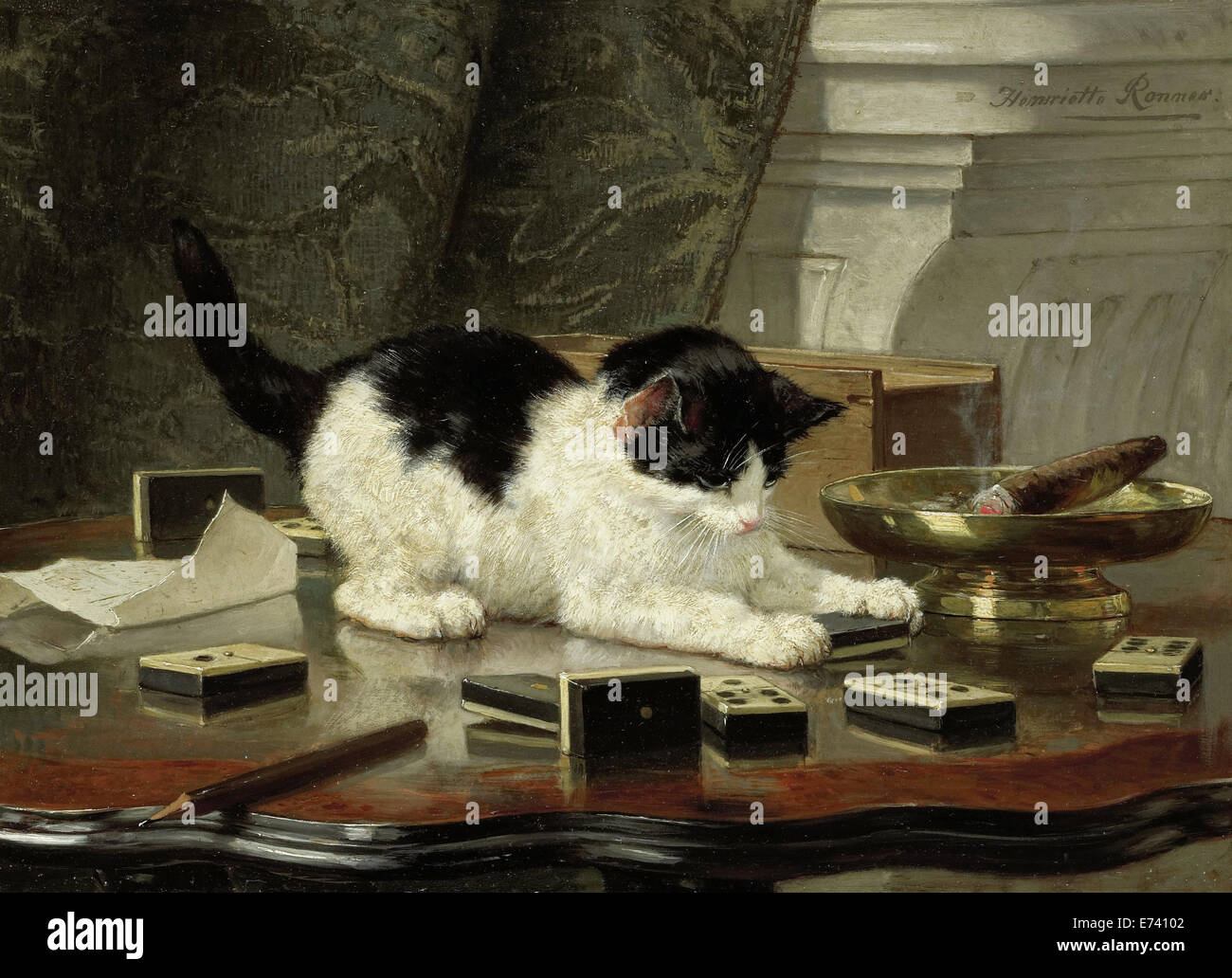 The cat at play 1860 Henriëtte Ronner Stock Photo - Alamy