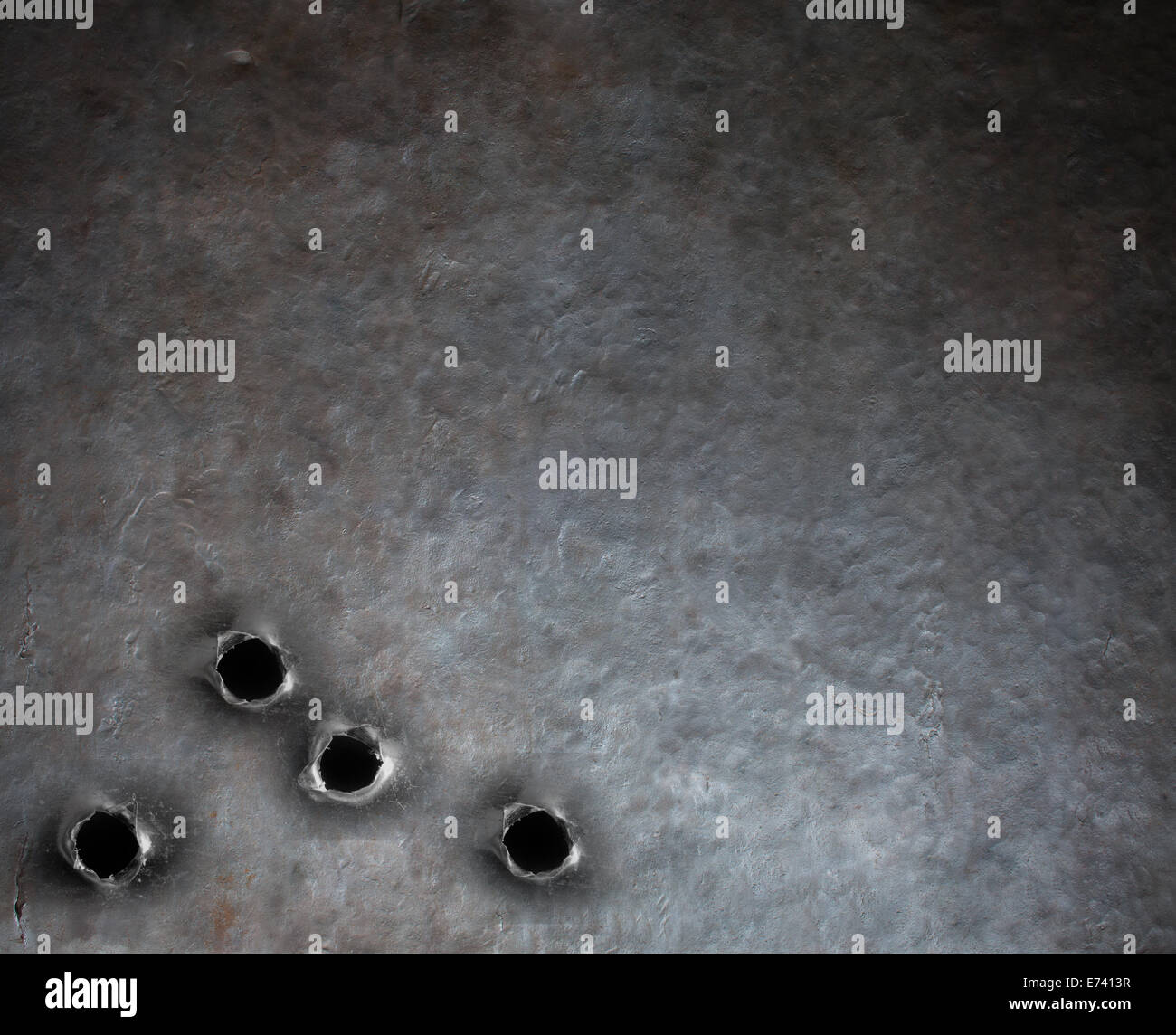 armor metal background with bullet holes Stock Photo