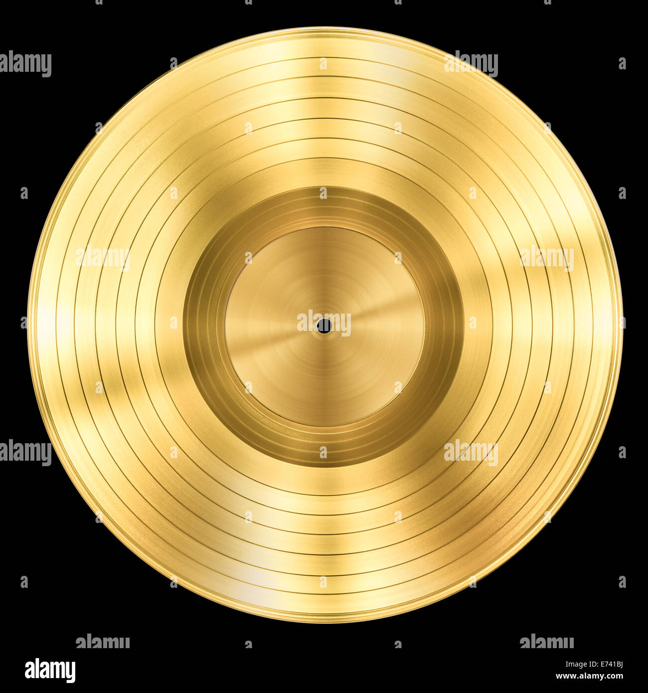 gold record music disc award isolated on black Stock Photo