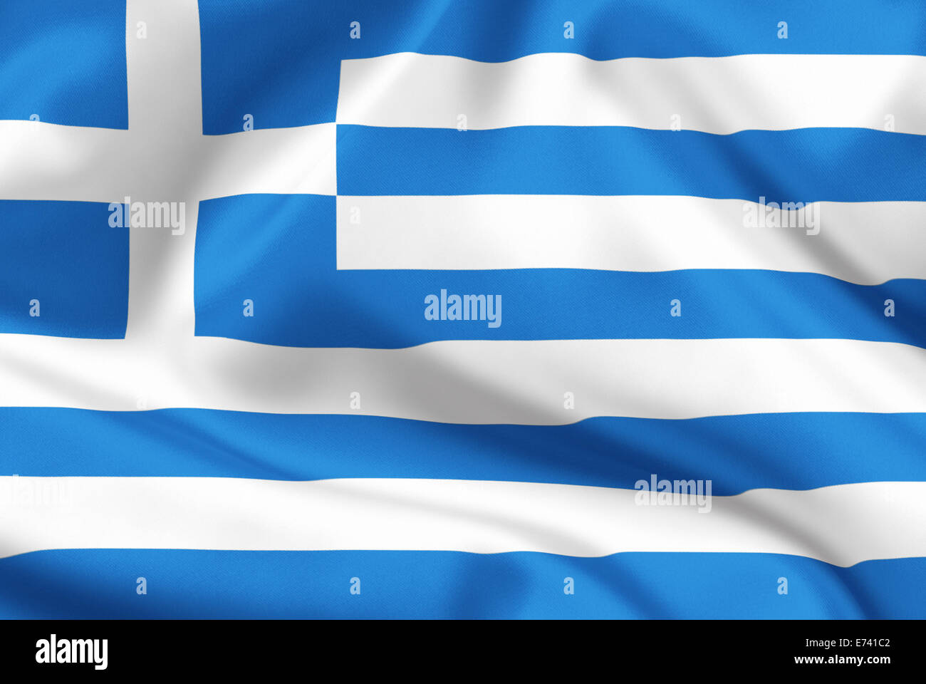 Greece flag on satin or silk Stock Photo