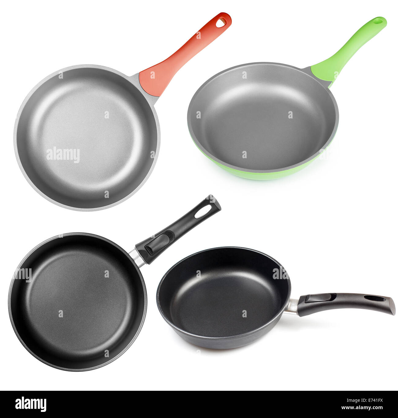 frying pans os skillets set isolated Stock Photo