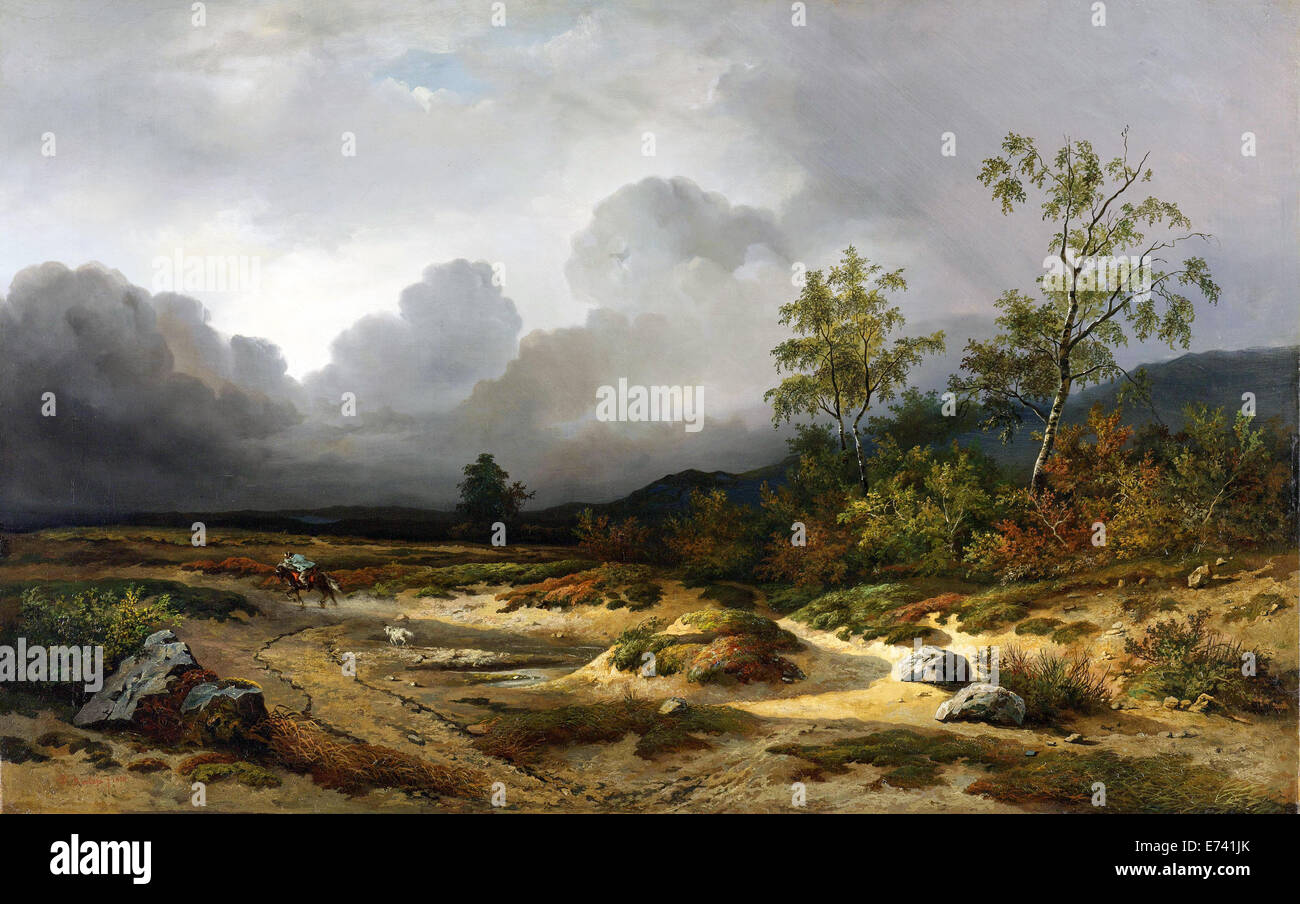 Landscape with a Thunderstorm Brewin - by Willem Roelofs, 1850 Stock Photo