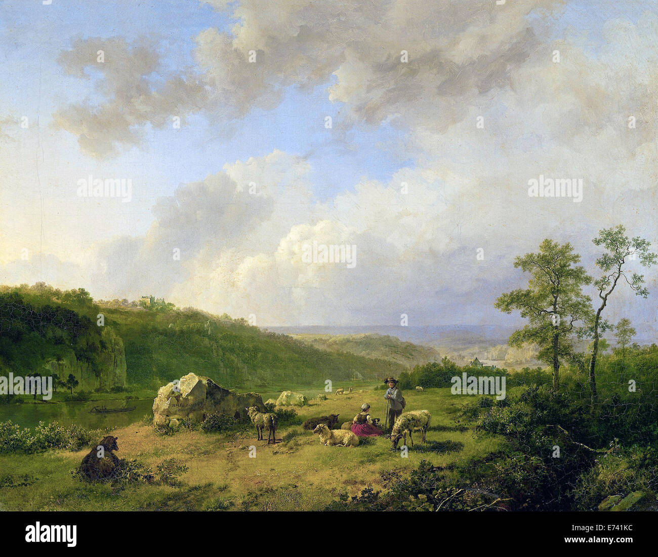Landscape with upcoming rain - by Barend Cornelis Koekkoek, 1825 - 1829 Stock Photo