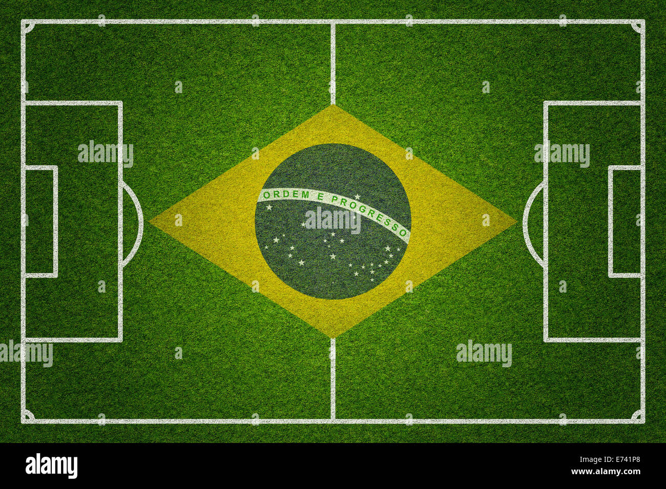 Brazil soccer or football pitch top view Stock Photo