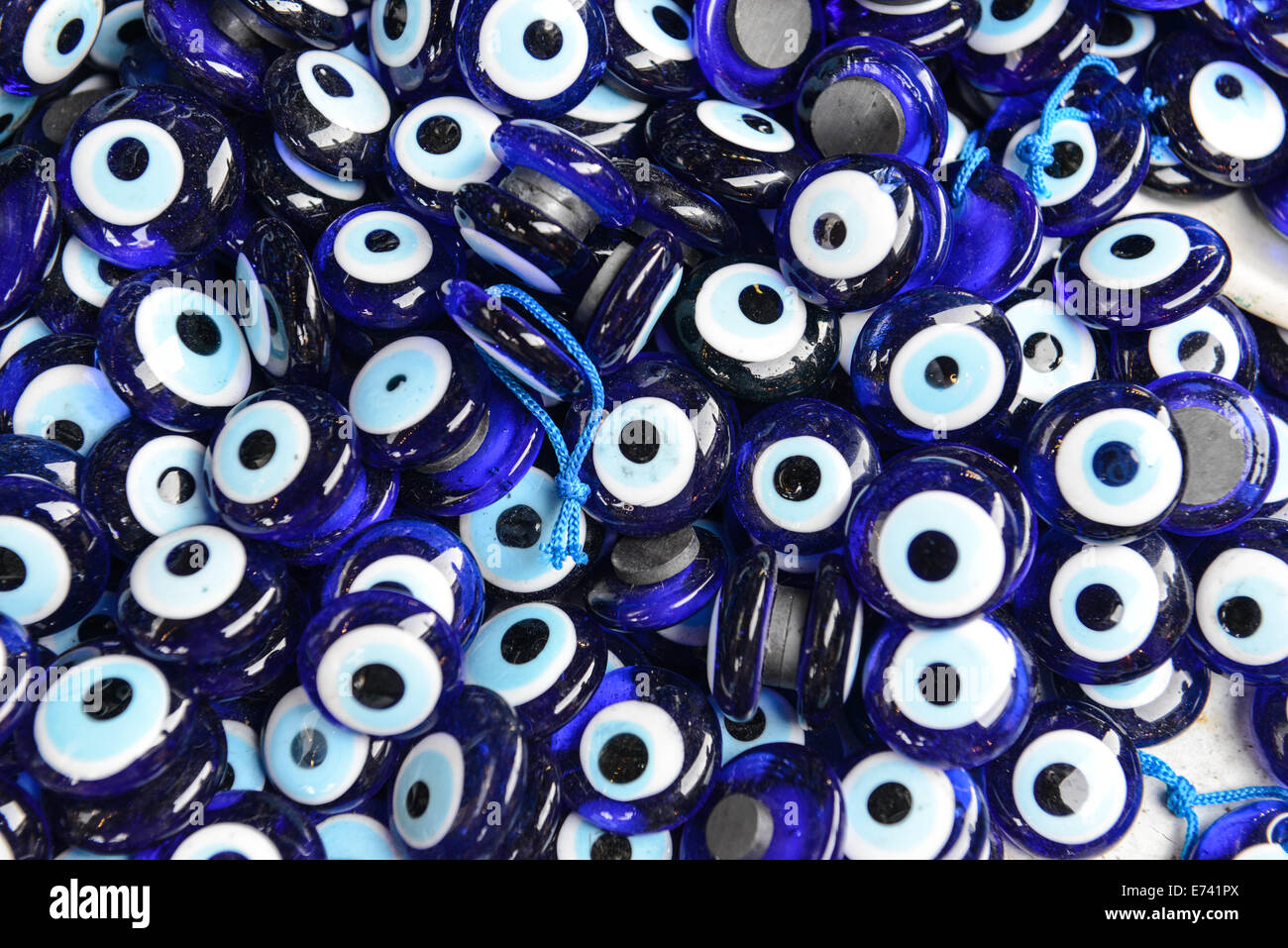 Blue Evil Eye souvenir sold in Istanbul Turkey Stock Photo