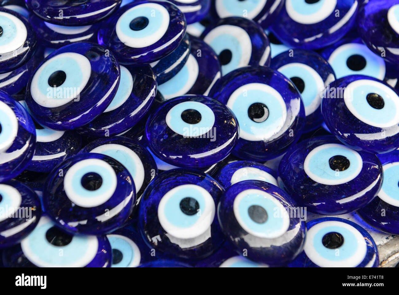 Blue Evil Eye souvenir sold in Istanbul Turkey Stock Photo
