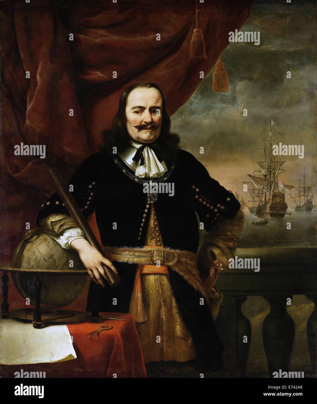 Michiel de Ruyter as Lieutenant-Admiral - by Ferdinand Bol, 1667 Stock Photo