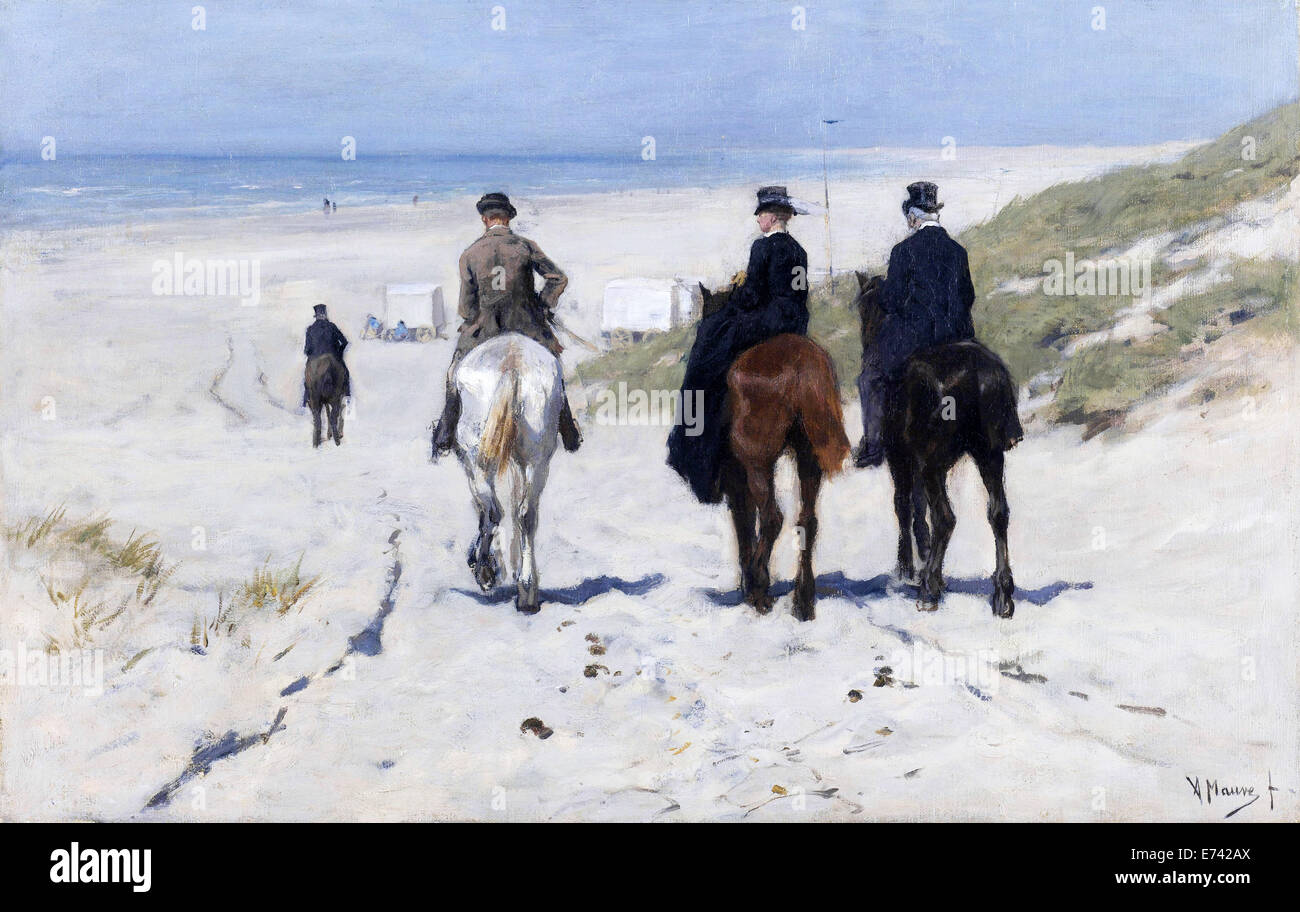 Morning Ride along the Beach - by Anton Mauve, 1876 Stock Photo