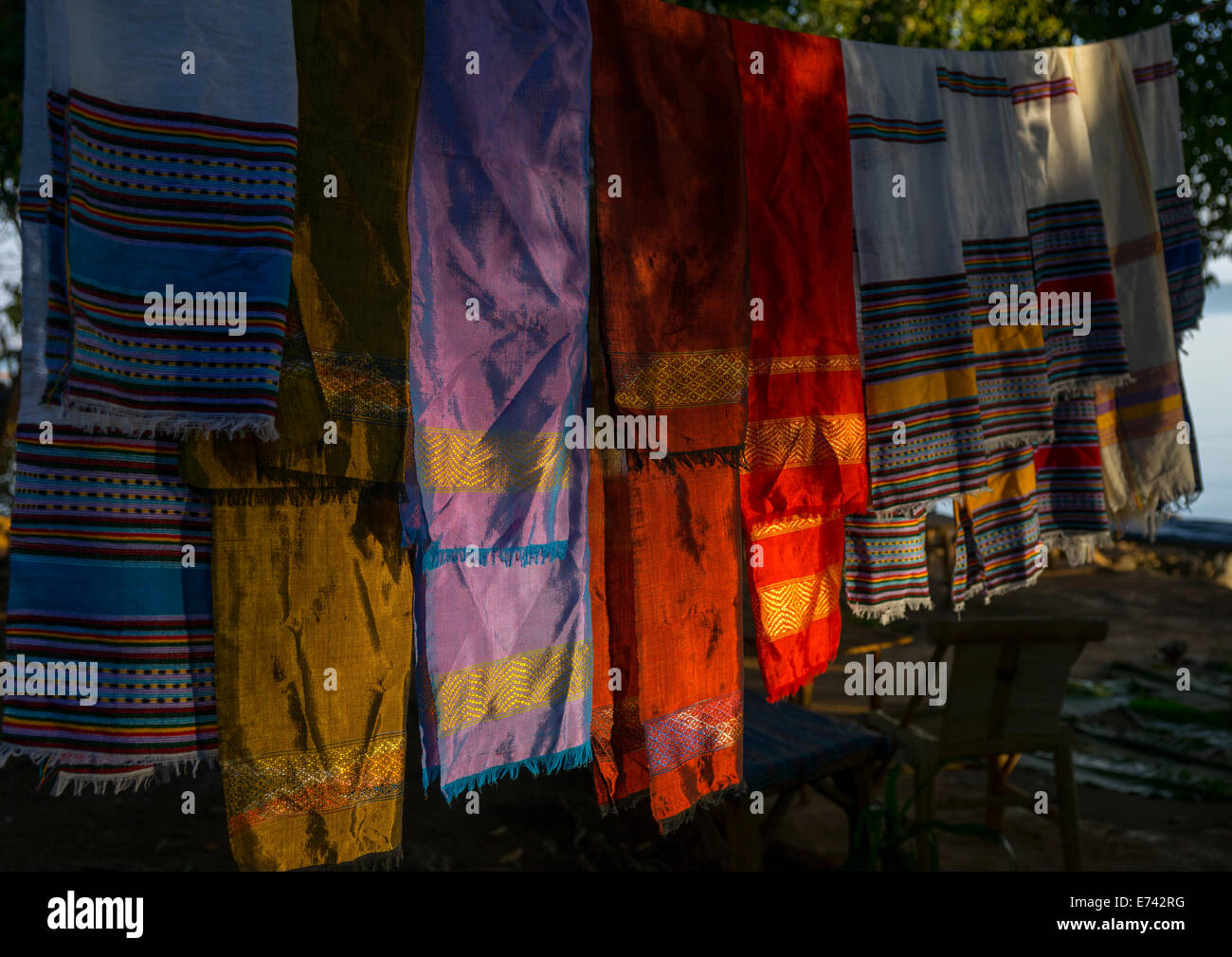 Traditional Shawls For Sale In A Shop, Bahir Dar, Ethiopia Stock Photo