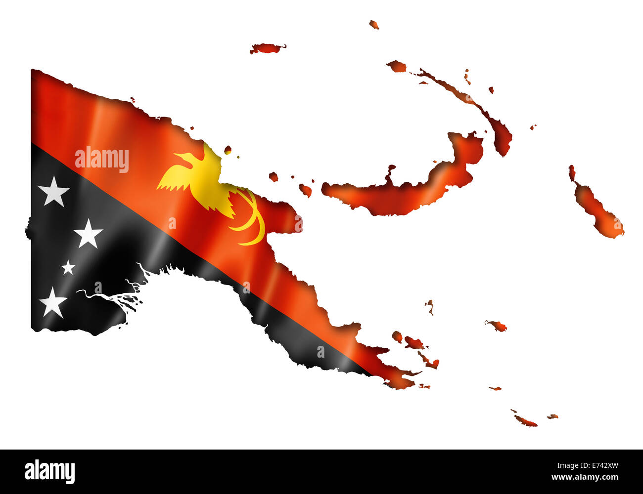 Papua New Guinea flag map, three dimensional render, isolated on white  Stock Photo - Alamy