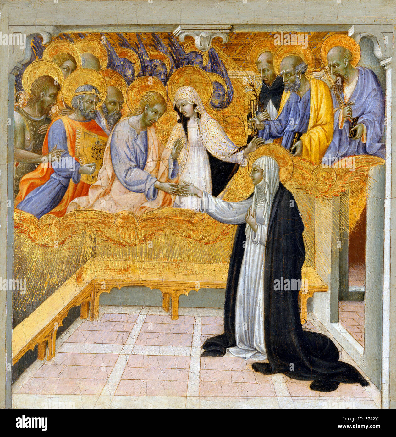 Mystic Marriage of Saint Catherine of Siena - by Giovanni di Paolo, 1400s Stock Photo