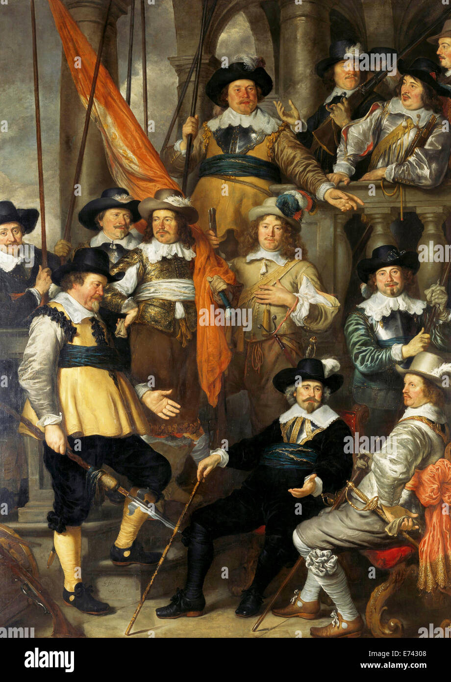 Officers and shooters in Amsterdam district XVIII, led by Captain Albert Bas and Lieutenant Lucas Conijn - by Govert Flinc, 1645 Stock Photo