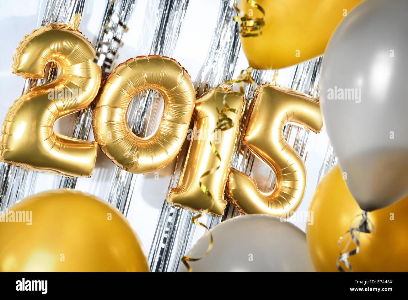 New Year 2015 decorated with balloons Stock Photo