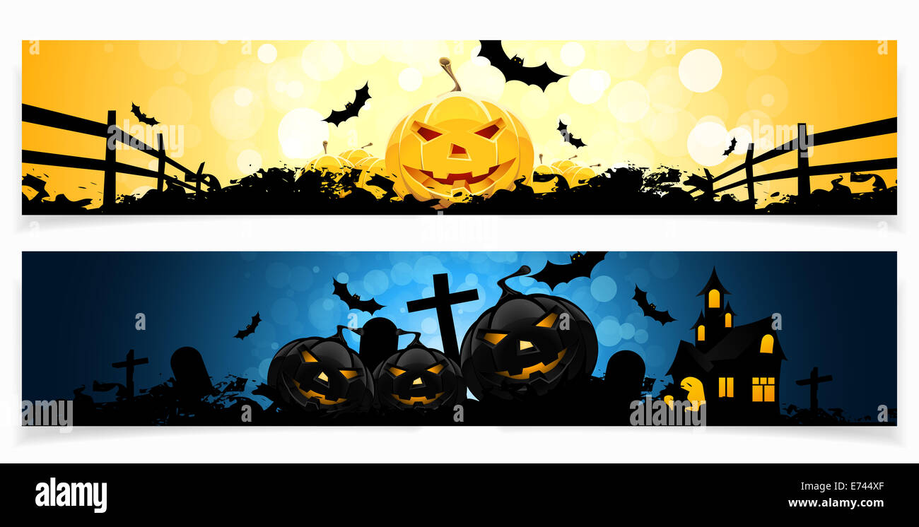 Set of Horizontal Halloween Banners Stock Photo Alamy