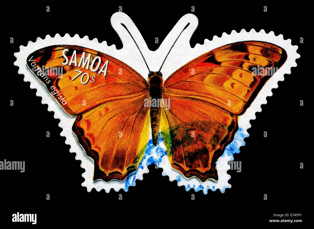 Samoa stamp depicting Vagrans Egista butterfly Stock Photo