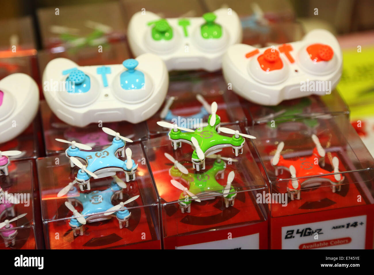 Singapore. 6th September 2014. Toy drones at the Singapore Toy, Game