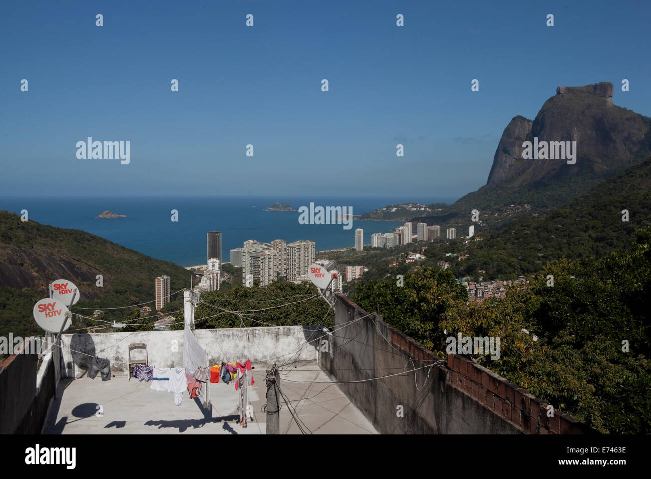 View from the rooftop of a house in Favela Rocinha, Rio de Janeiro