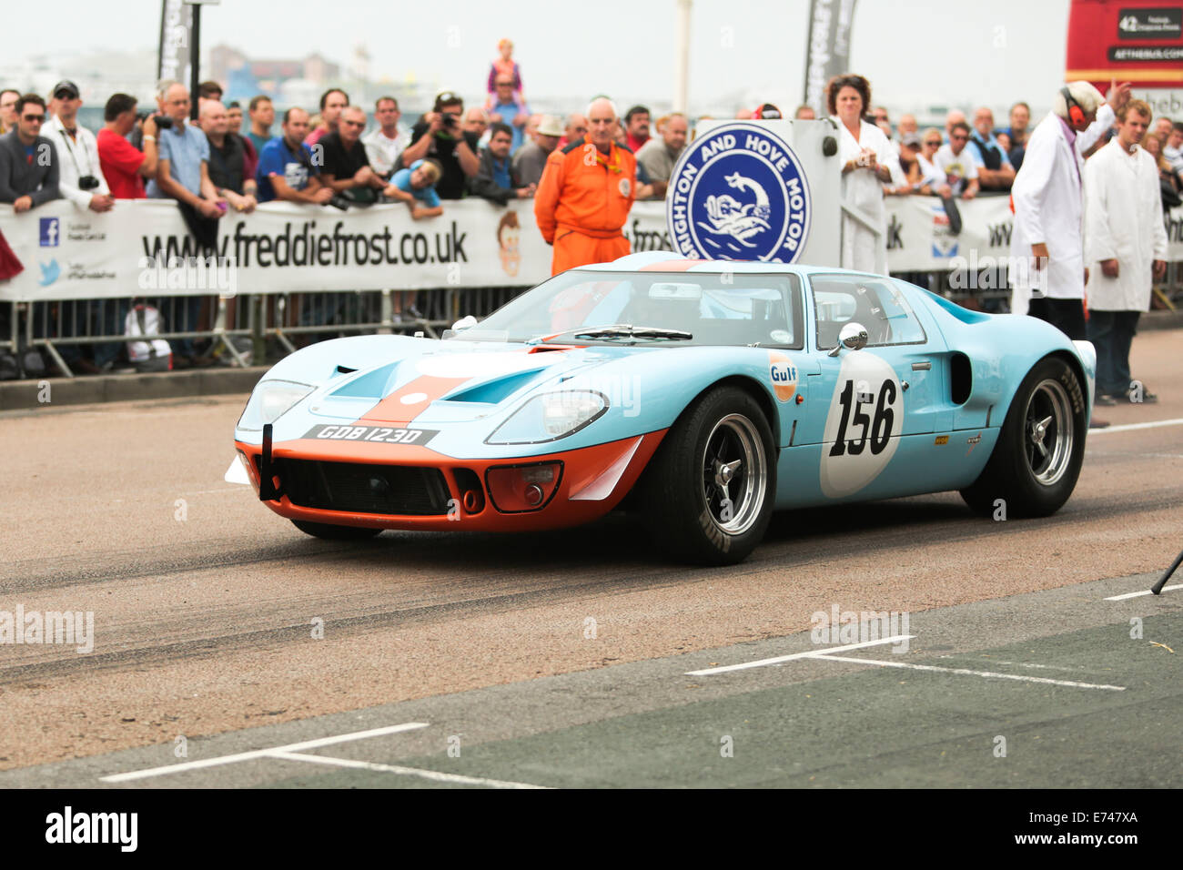 This is Glenn Mason driving a Southern GT GT40 at the Brighton Speed National Trials organised by the Brighton & Hove Motor Club held annually at Madeira Drive, Brighton Seafront, Brighton, East Sussex, UK Stock Photo