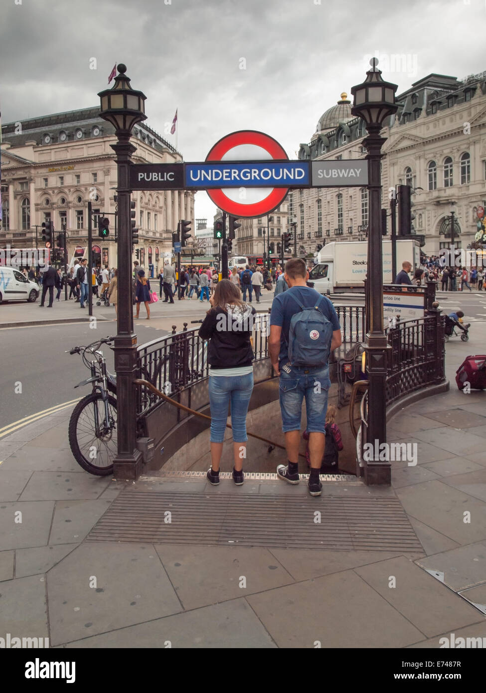 Entrance to london underground at piccadilly circus. Stock Photo