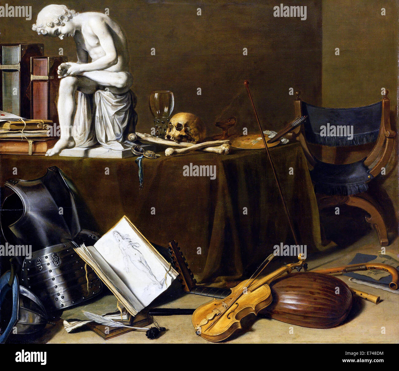 Still Life with the Spinario - by Pieter Claesz, 1628 Stock Photo