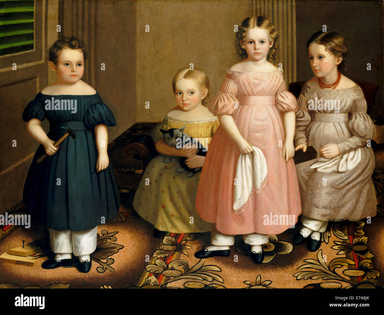 The Alling Children - by Oliver Tarbell Eddy, 1839 Stock Photo
