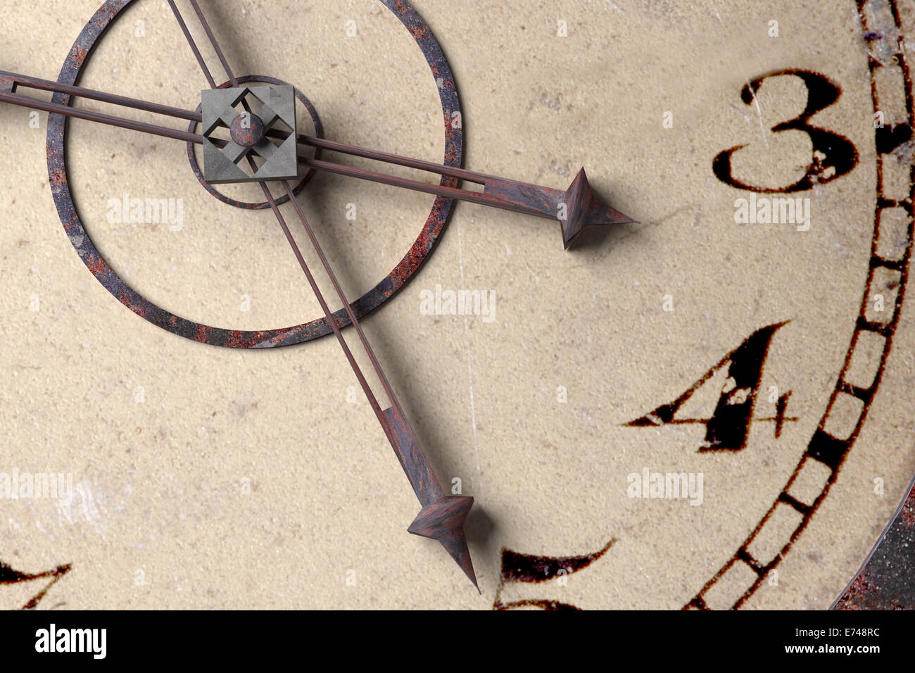 3d design of a strange antique clock Stock Photo - Alamy