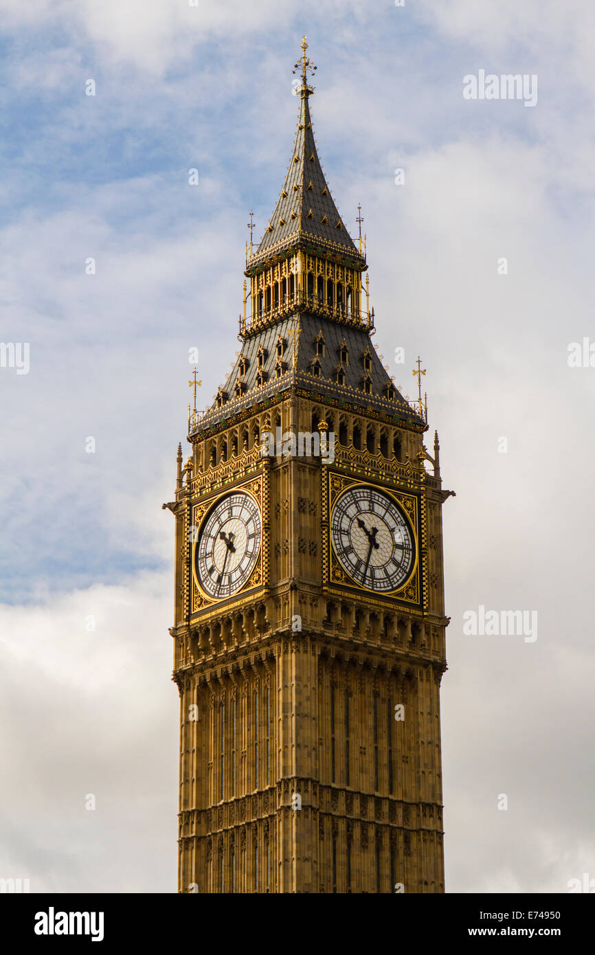 Big Ben clock on Houses of Parliament, Westminster, London Stock Photo