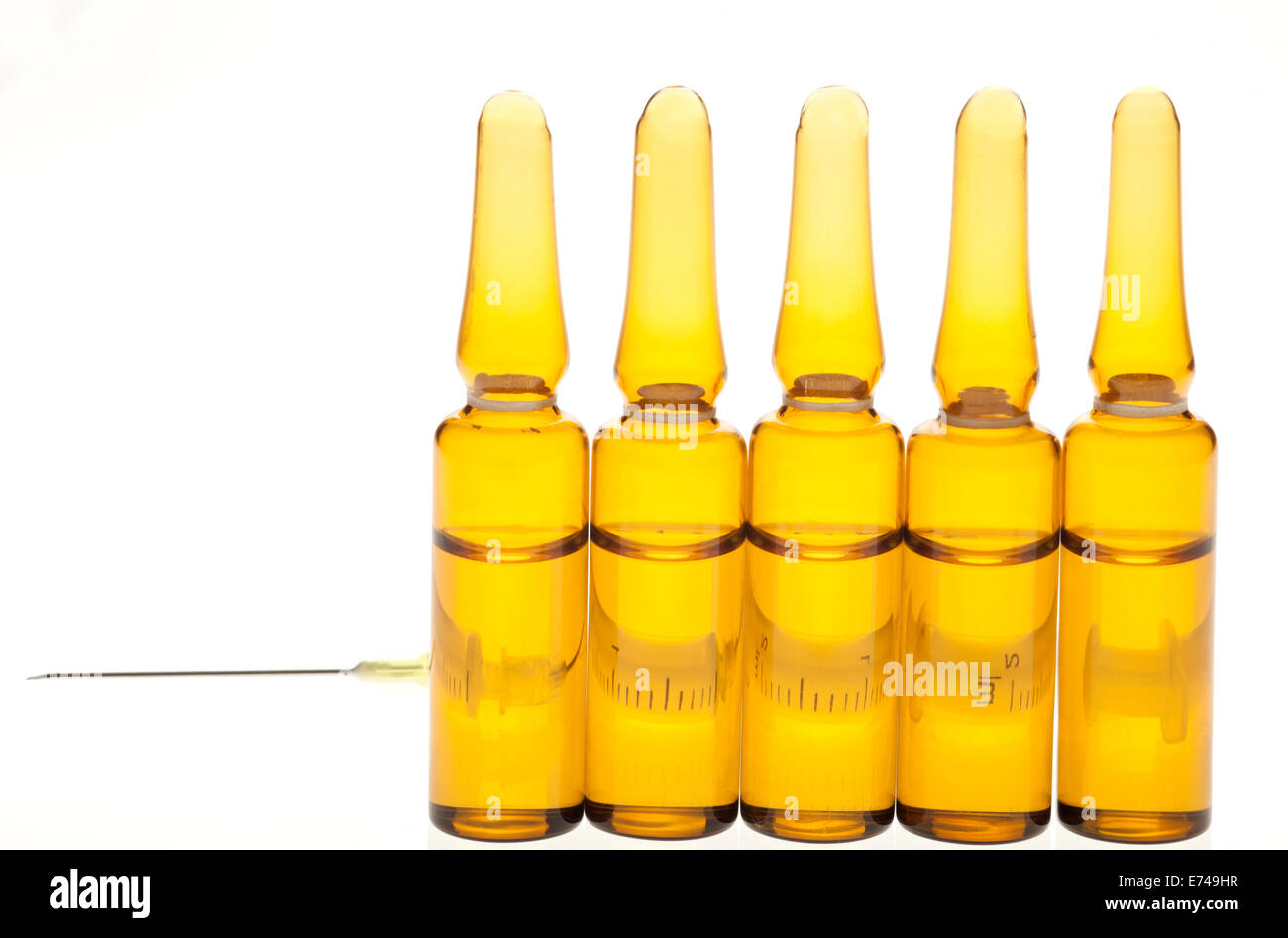 Ampoules and Syringe on a white background Stock Photo