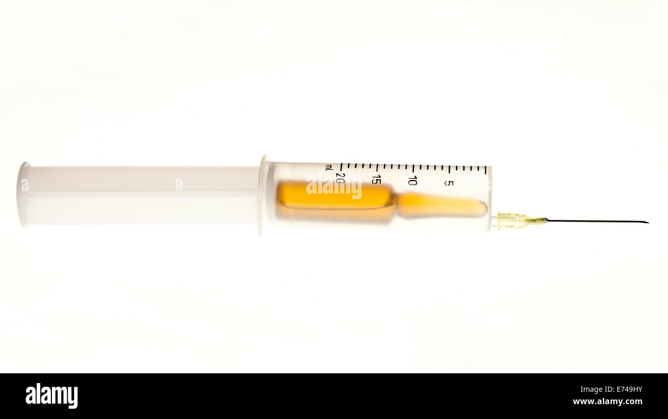 Ampoule in Syringe on a white background Stock Photo