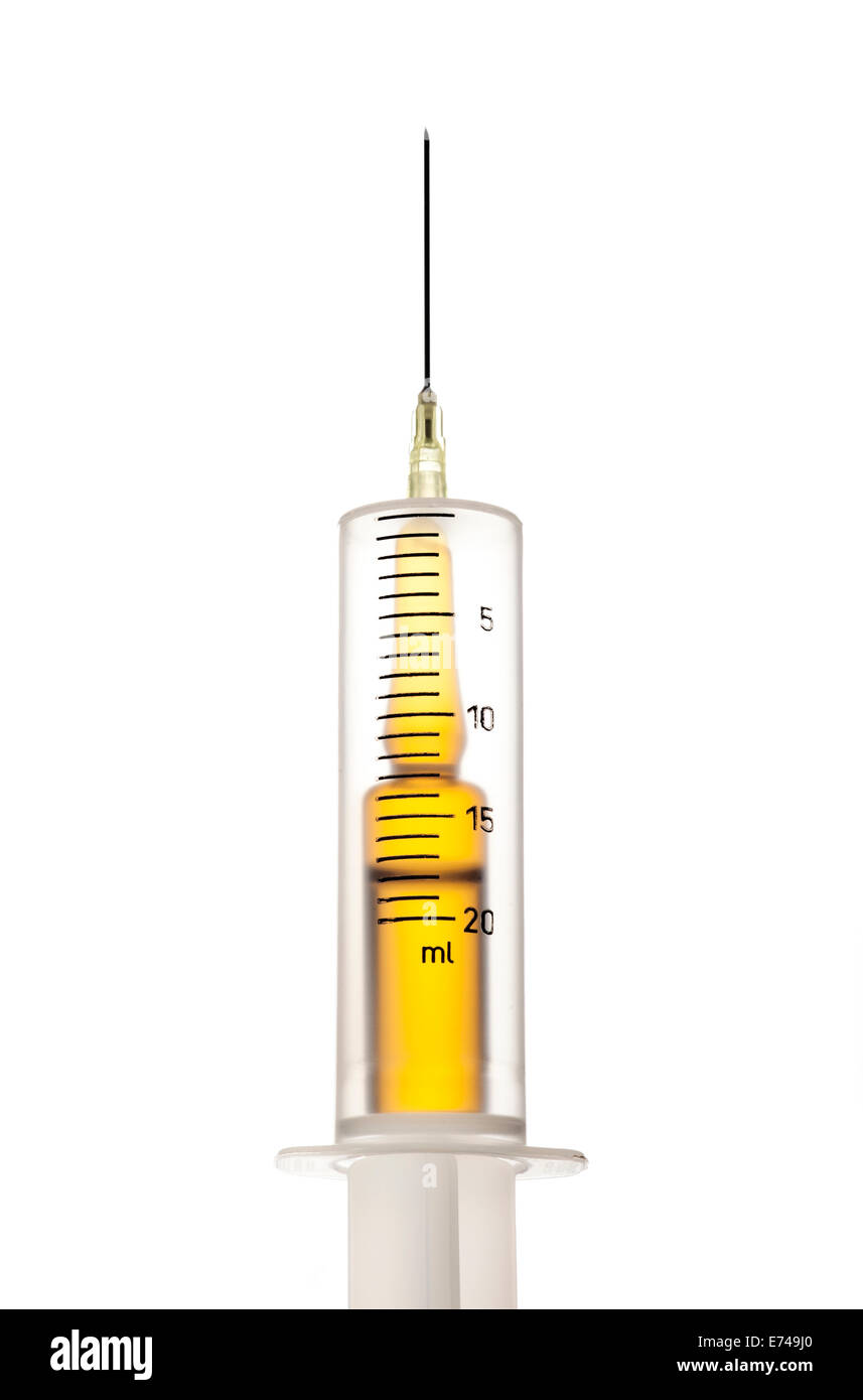 Ampoule in Syringe on a white background Stock Photo