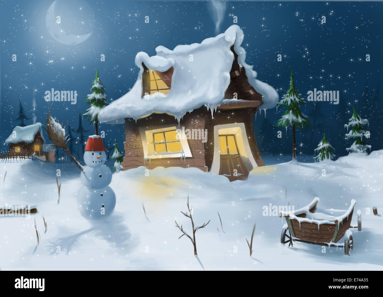 Digital illustration of wintertime Stock Photo