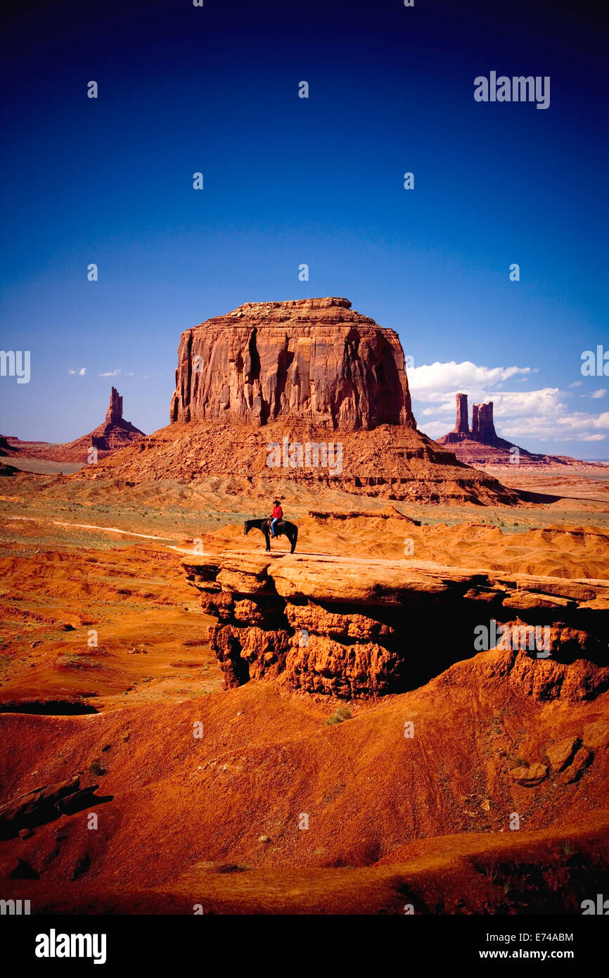Navajo Indian horseman, Monument Valley. Arizona/Utah, USA Stock Photo