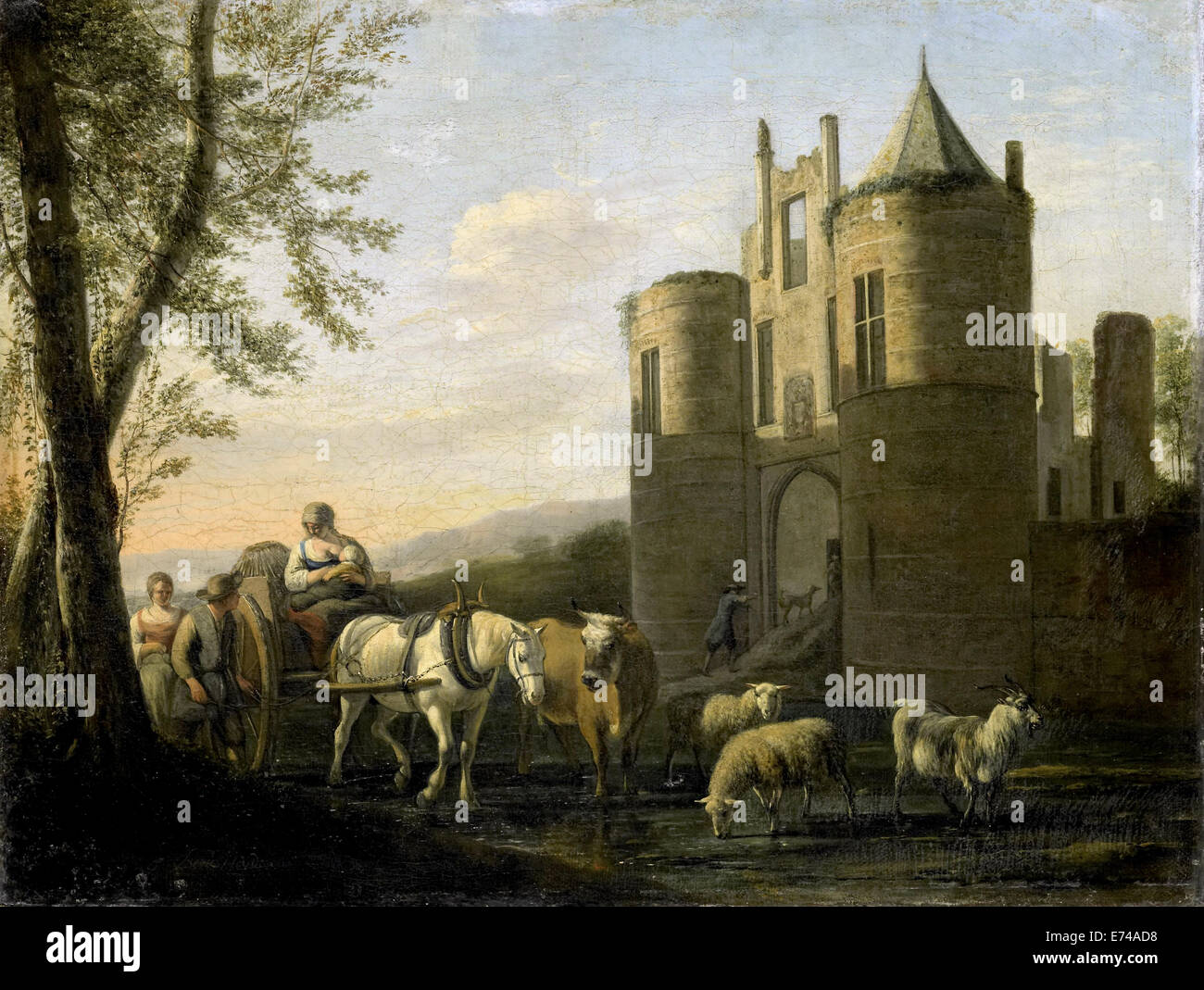 The front gate of castle Egmond - by Gerrit Adriaensz Berckheyde, 1670 - 1698 Stock Photo