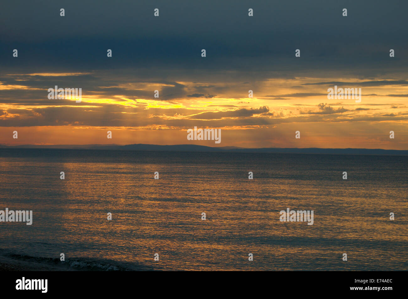 Sunset on the lake Baikal, Siberia, Russian Federation Stock Photo