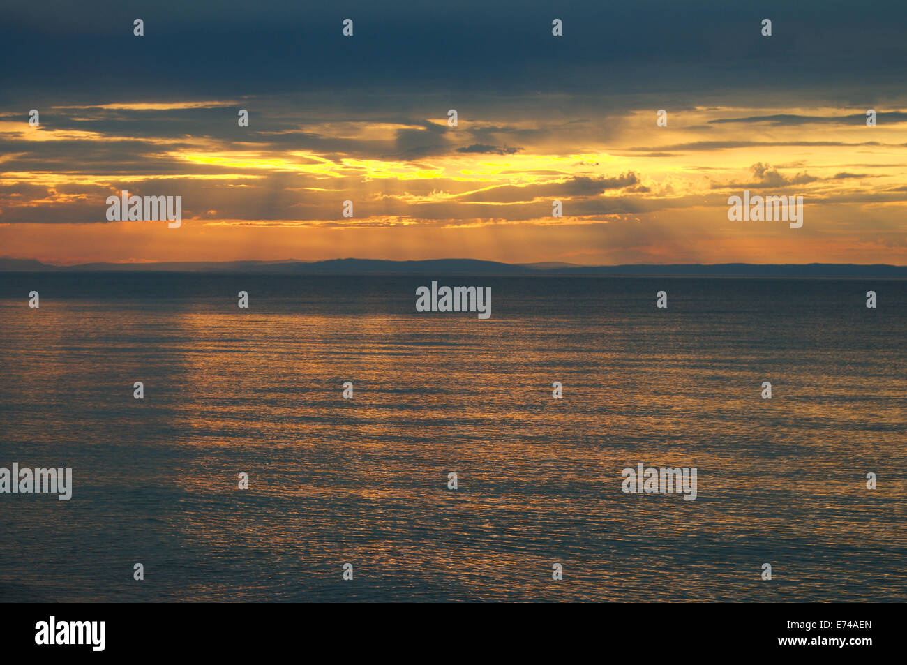 Sunset on the lake Baikal, Siberia, Russian Federation Stock Photo