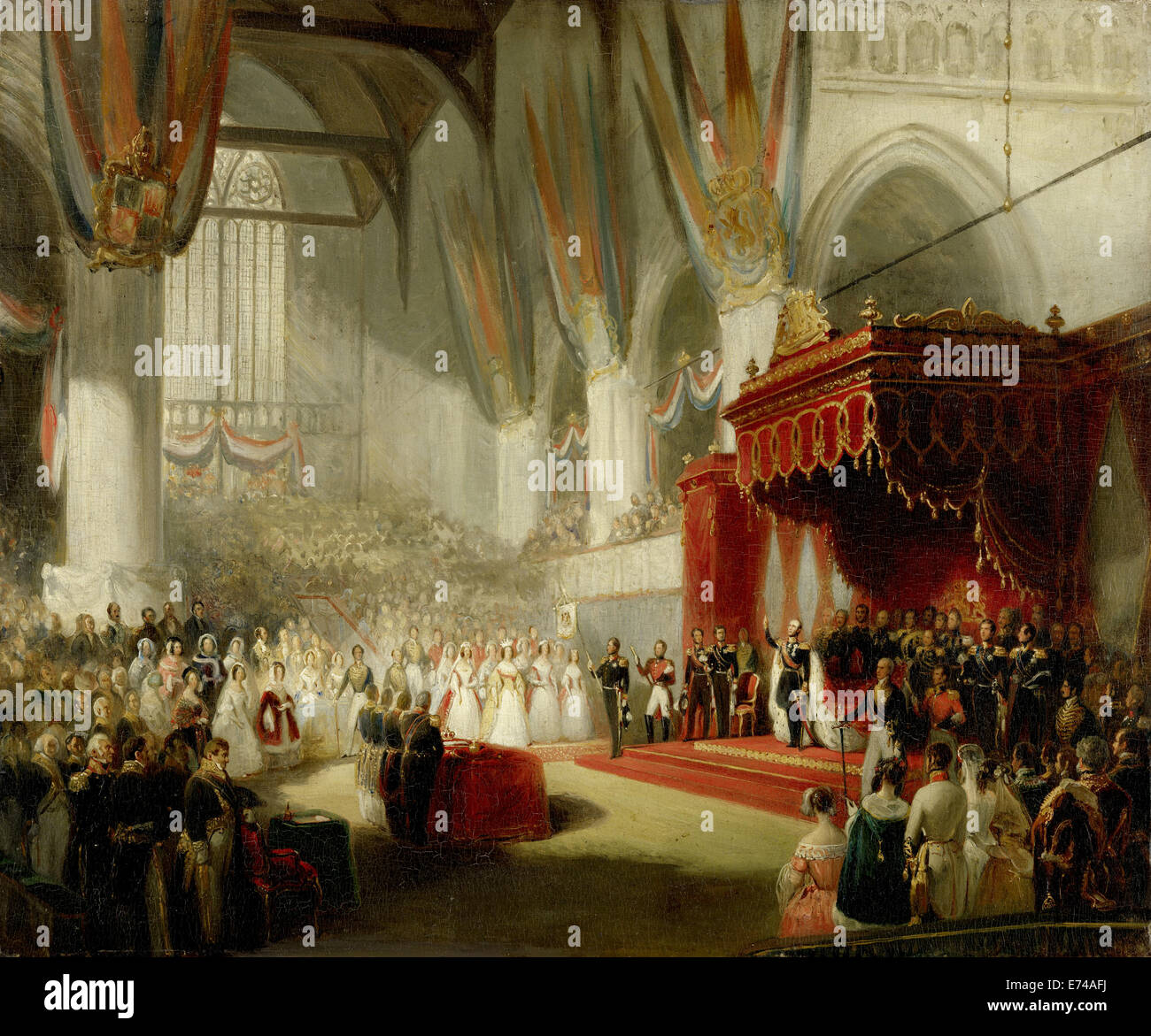 The inauguration of King William II in the Nieuwe Kerk in Amsterdam, November 28, 1840 - by Nicholas Pieneman, 1840-1845 Stock Photo