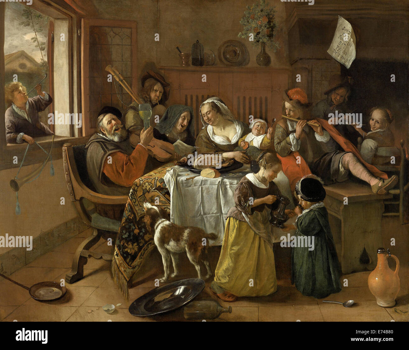 The Merry Family - by Jan Havicksz Steen, 1668 Stock Photo