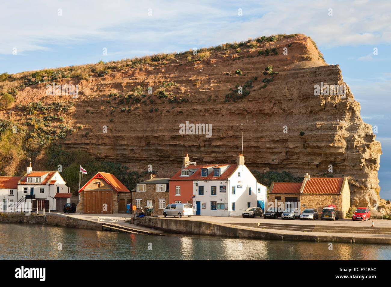 Houses below Cowbar Nab Staithes North Yorkshire Stock Photo Alamy