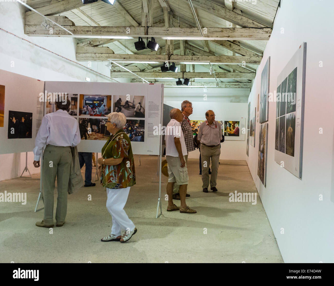 Perpignan, France, Tourists Visiting in 'Visa Pour l'Image' Photojournalism Festival Photography Gallery Exhibition Stock Photo