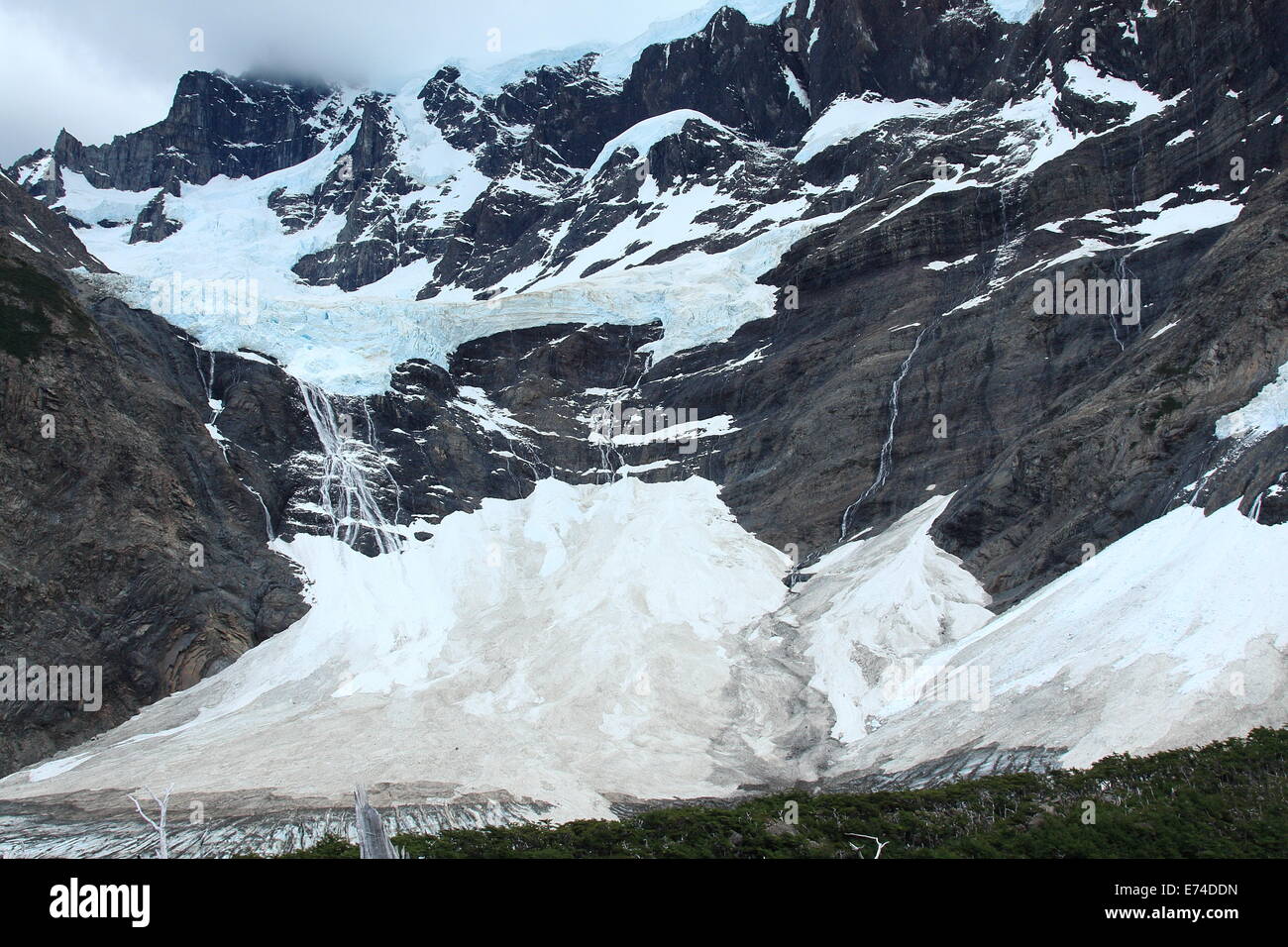 Glacier on the rear of Paine Grande in Torres del Paine National Park, Chile. Stock Photo