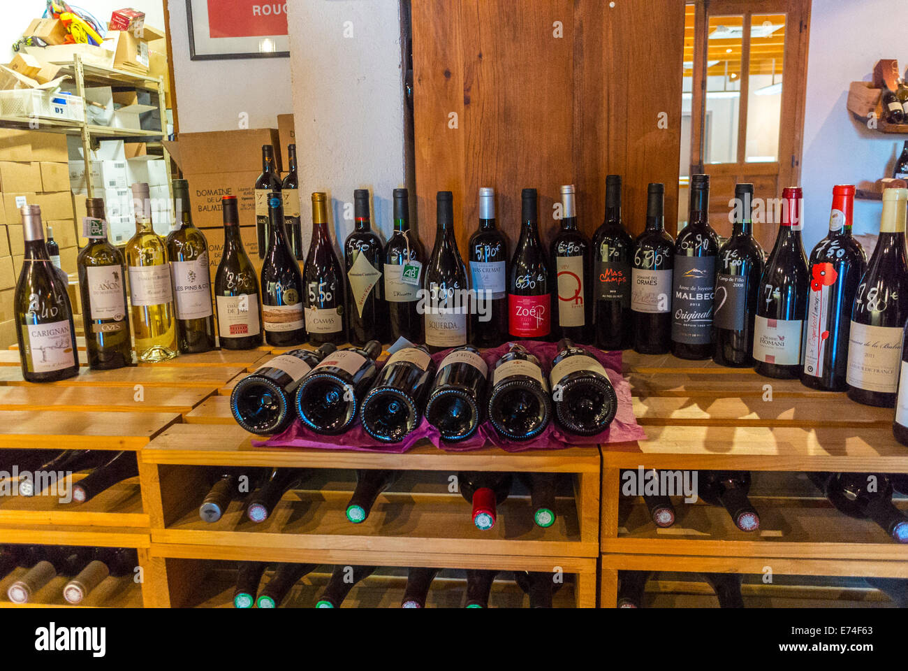 Perpignan, South of France, French WIne Bottles on Display in Store Stock Photo