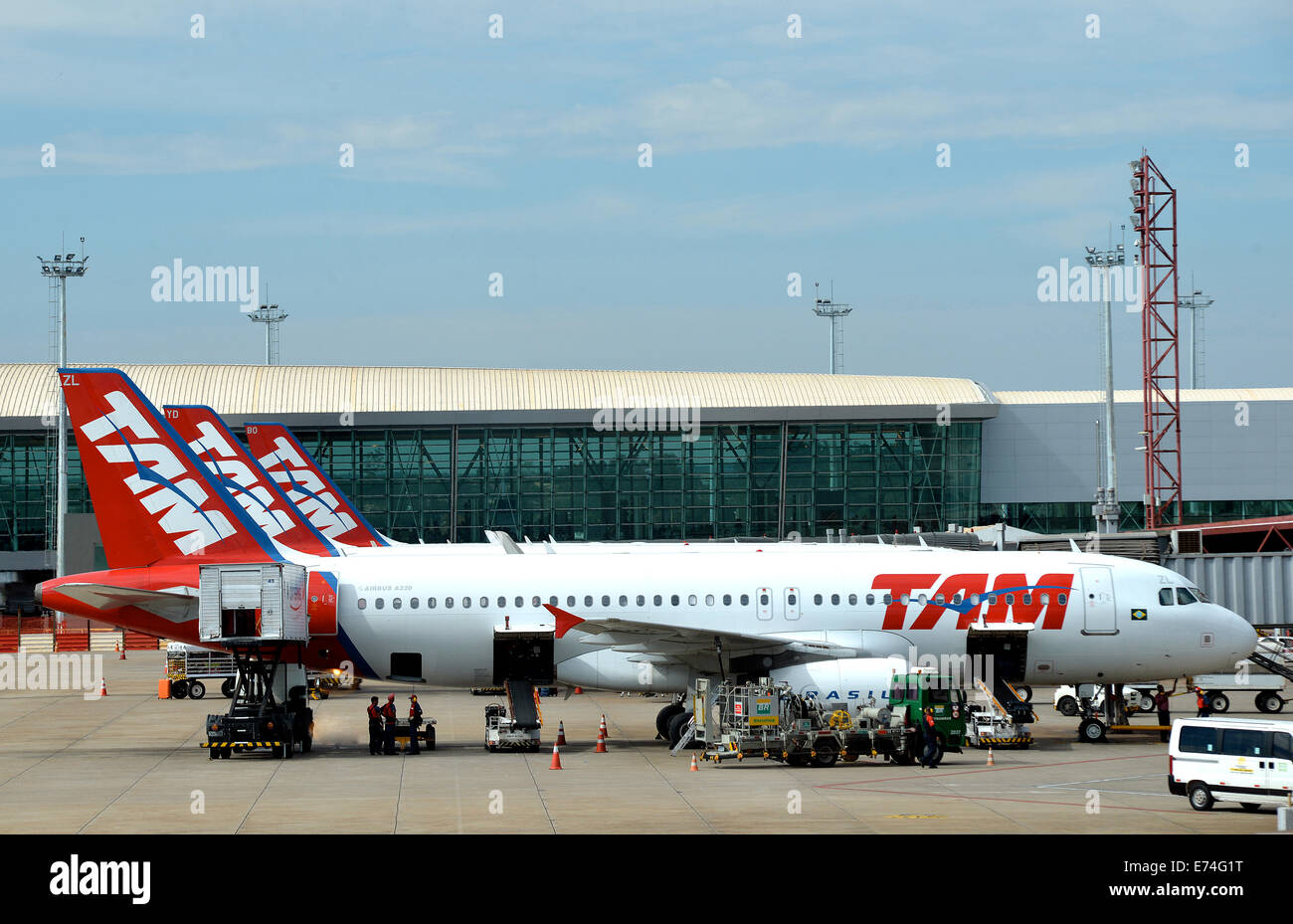 Tam Airbus A 320 in Brasilia international airport Brazil Stock Photo