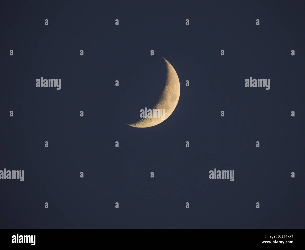 Crescent Moon is a phase of the moon's illumination as seen from the earth. Stock Photo