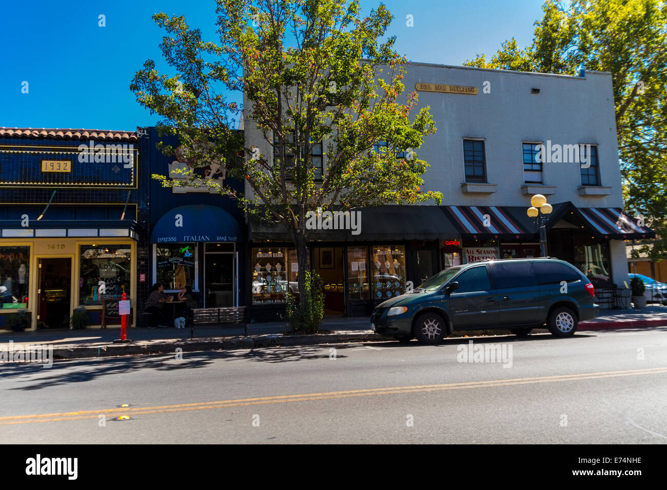 Shops in Downtown Calistoga California in the Napa Valley wine country Stock Photo