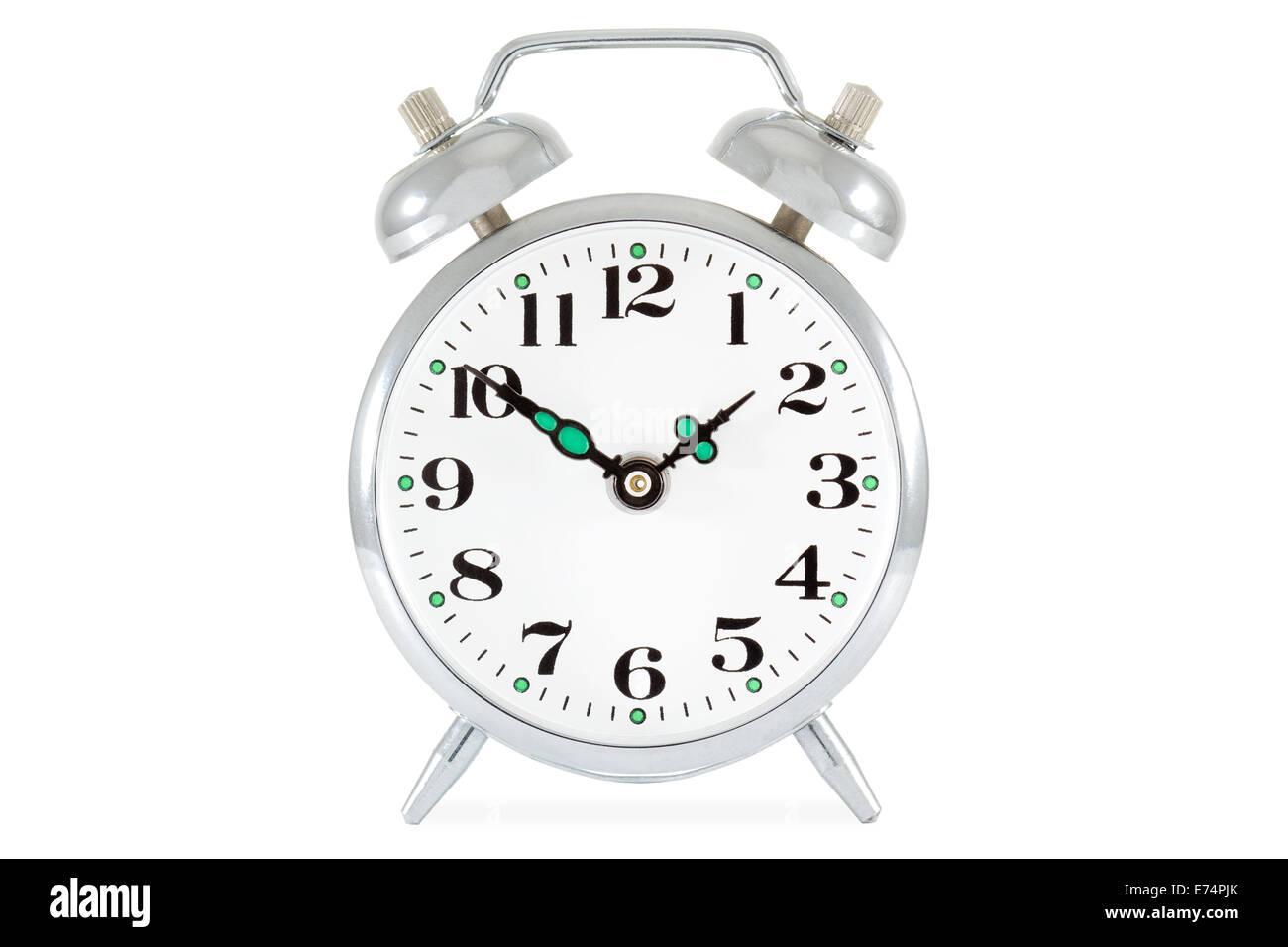 Old alarm clock isolated on white background Stock Photo - Alamy