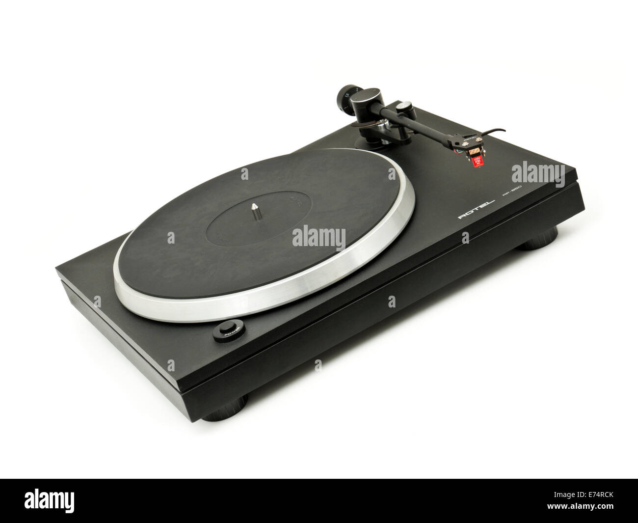 Vintage 1980's Rotel RP-850 belt-driven turntable for playing vinyl records, made in Japan. Stock Photo