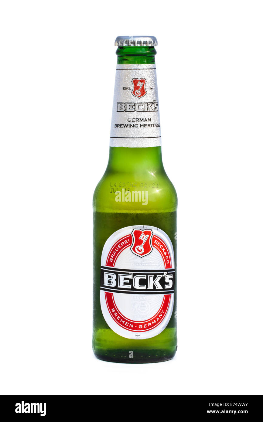 Bottle of Beck's, a very popular lager brewed in Bremen, Germany Stock Photo