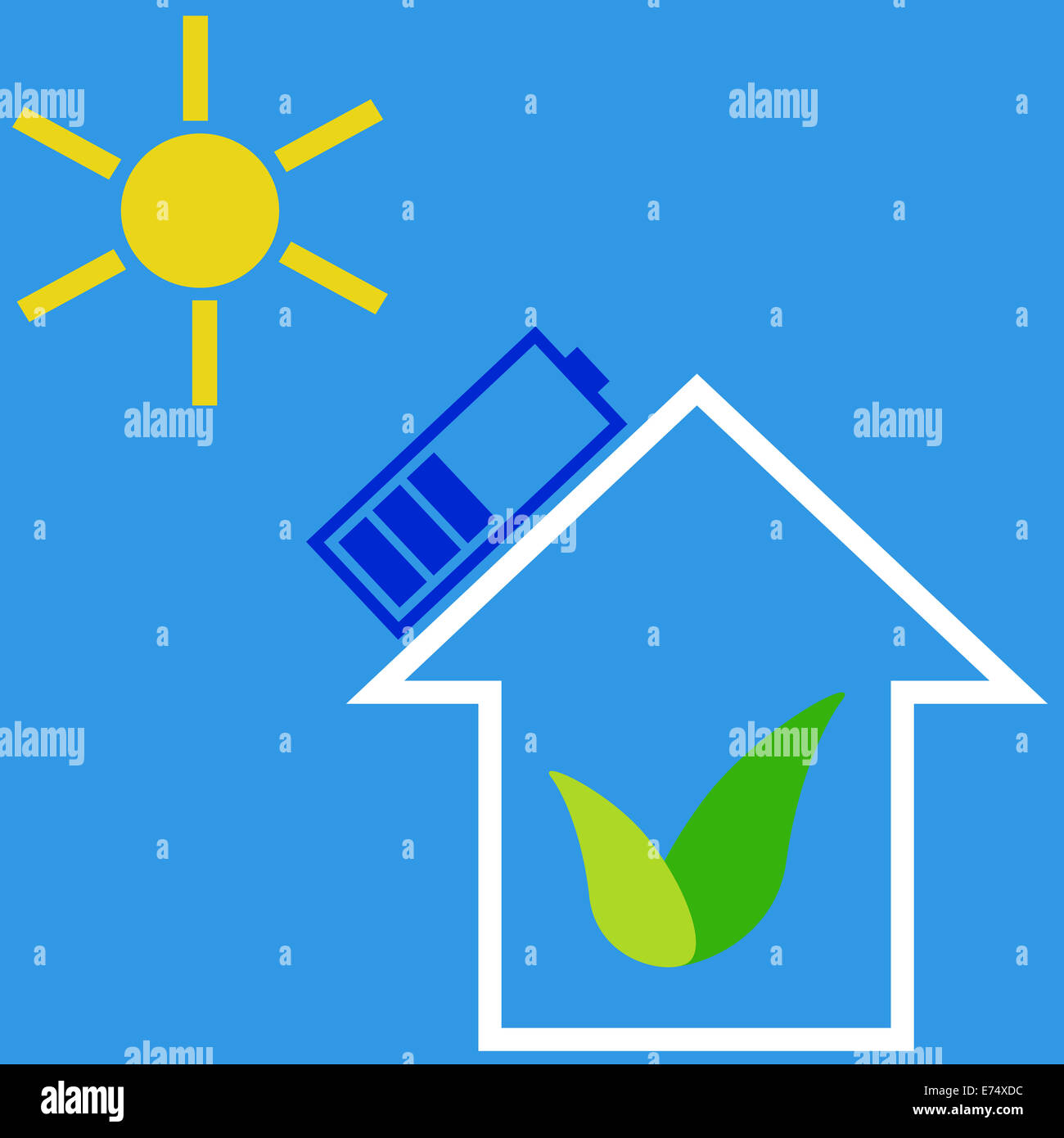 Eco house with solar battery Stock Photo - Alamy